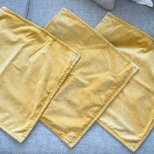 Pottery Barn Set of 3 mustard gold yellow velvet anywhere pillow shams covers